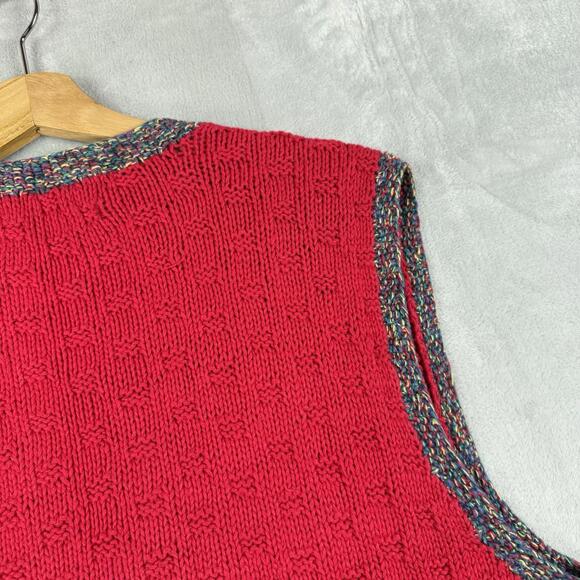 Vintage Northern Isles Portraits Hand Knit Sweater Vest Red Pattern M-L Cottage - Picture 9 of 9